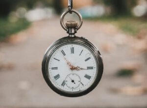 A dangling pocket watch